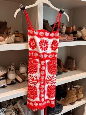 Farm Rio Red & White Embroidered Sundress